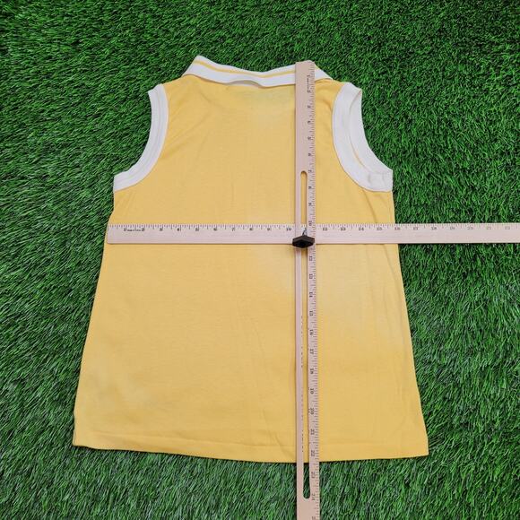 Vintage 80s MOD Collared Shirt Womens XS/S 16x22 Yellow USA - Picture 3 of 11